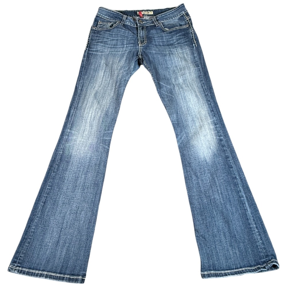 Buckle‎ BKE Culture Bootcut Jeans Women's 32x31.5 Blue Whiskered Denim Outdoor